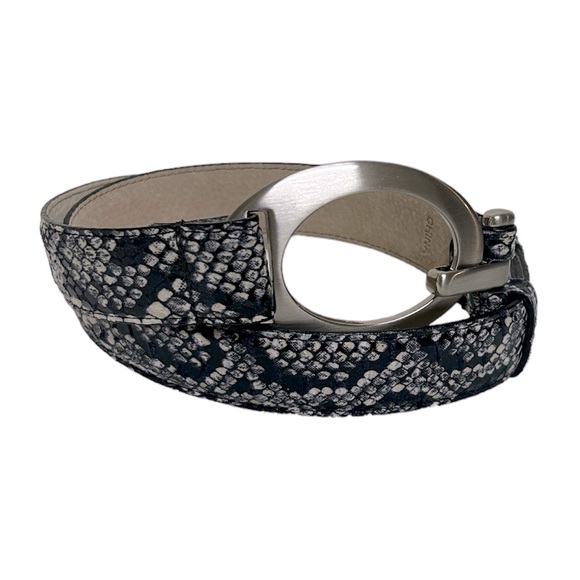 •NEVER WORN• Genuine Leather Lined Belt Snake Effect Animal Print Vintage Belt - Picture 11 of 11